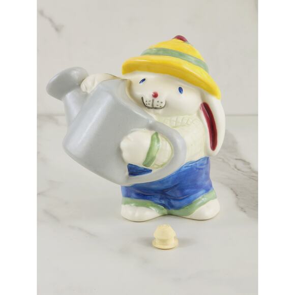 Pottery Rabbit Bunny Gardener Easter Salt Shaker 5 1/4" TIC USA Ceramic Vintage - Picture 5 of 16